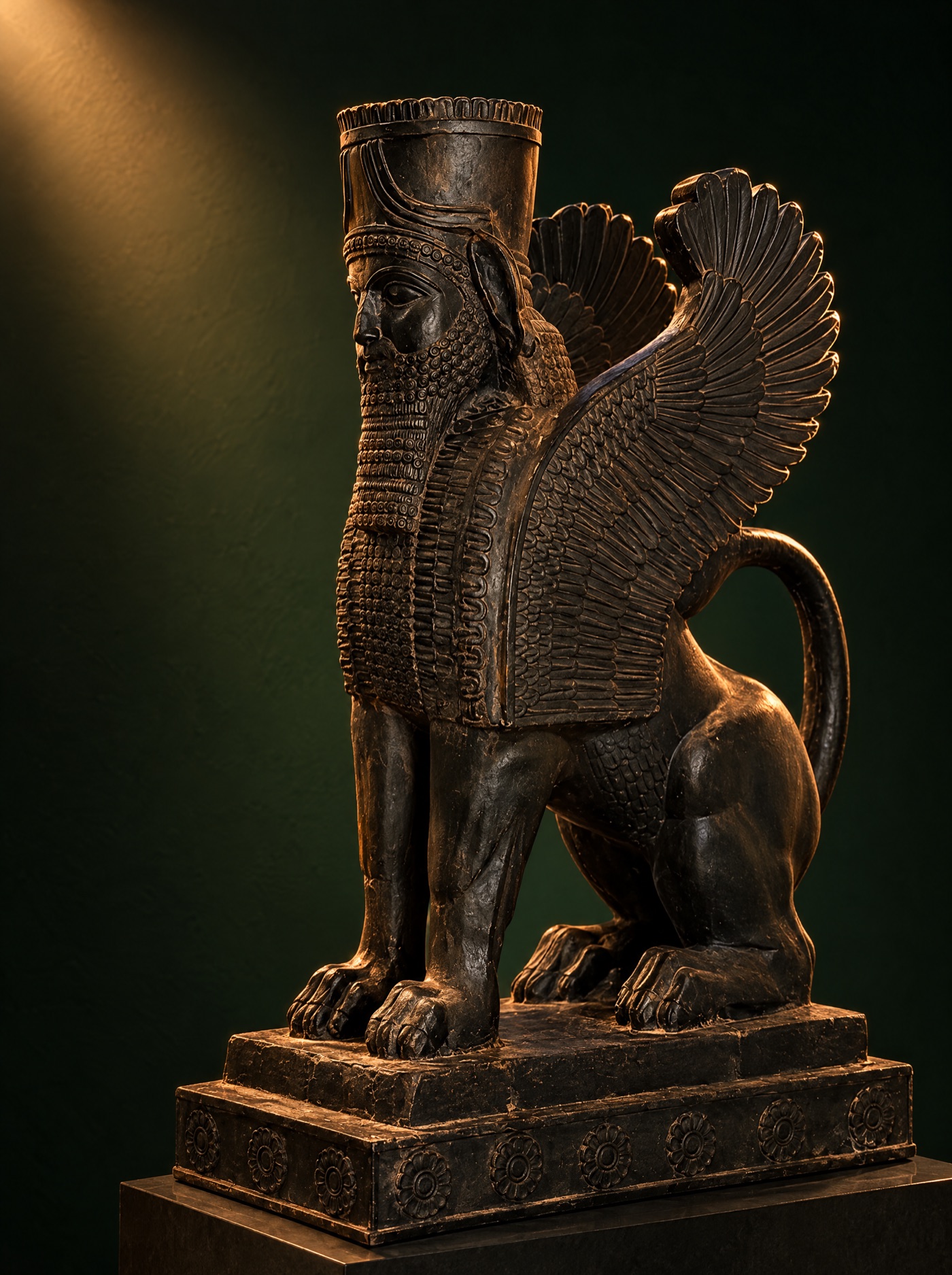 The lamassu at the door of Apadana Restaurant, Kensington